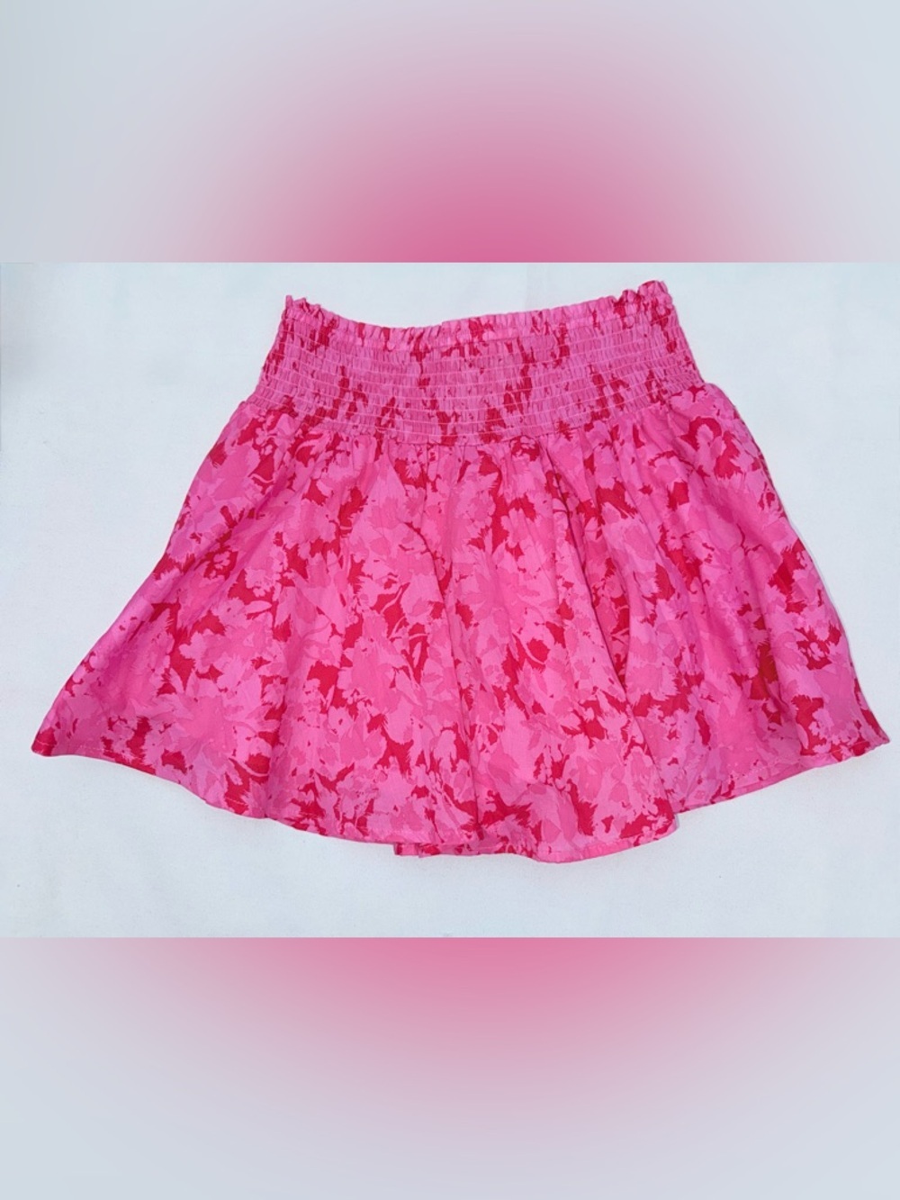 Karlie Pink Floral Smocked Waist Skort